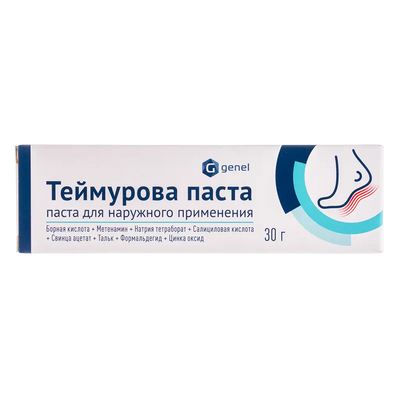 Teimurovo pasta 30 g – antiseptinė pasta pėdų prakaitavimui ir nemaloniam kvapui