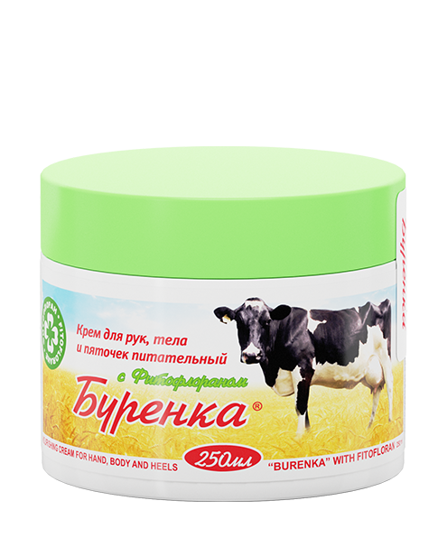 LOŠADINAJA SILA Maitinantis kremas kūnui BURENKA su fitofloranu ir peptidais, 250 ml