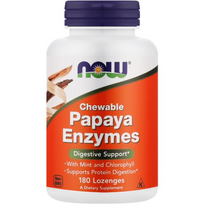 NOW Foods Chewable Papaya Enzymes 360 kramtomosios tabletės – virškinimo fermentai su papainu ir bromelainu