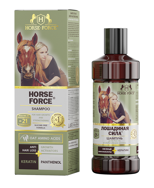 LOŠADINAJA SILA Šampūnas plaukų augimui ir stiprinimui su keratinu, 250 ml