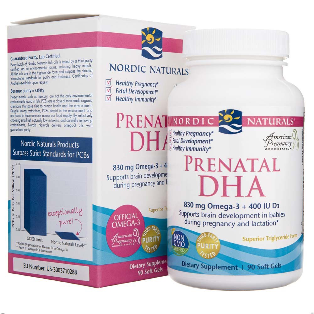 Nordic Naturals Prenatal DHA 830 mg be skonio - 90 kapsulių