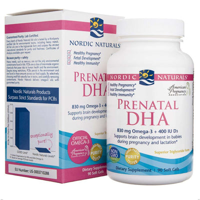 Nordic Naturals Prenatal DHA 830 mg be skonio - 90 kapsulių