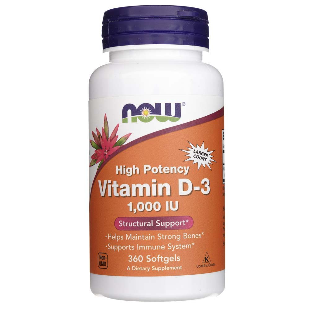 Now Foods vitaminas D3 1000 TV - 360 kapsulių