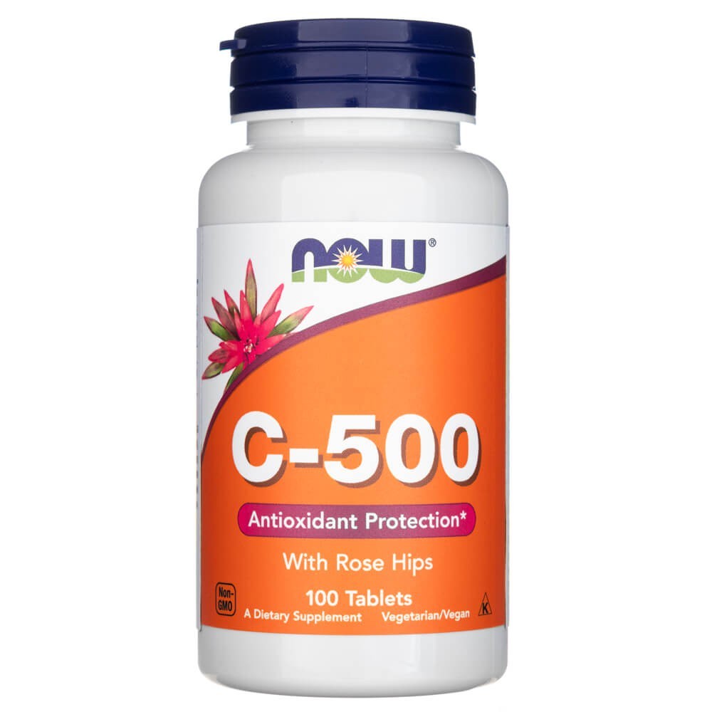 Now Foods vitaminas C-500 su rožių klubais - 100 tablečių