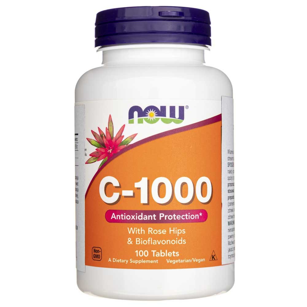 Now Foods vitaminas C-1000 su rožių klubais ir bioflavonoidais - 100 tablečių