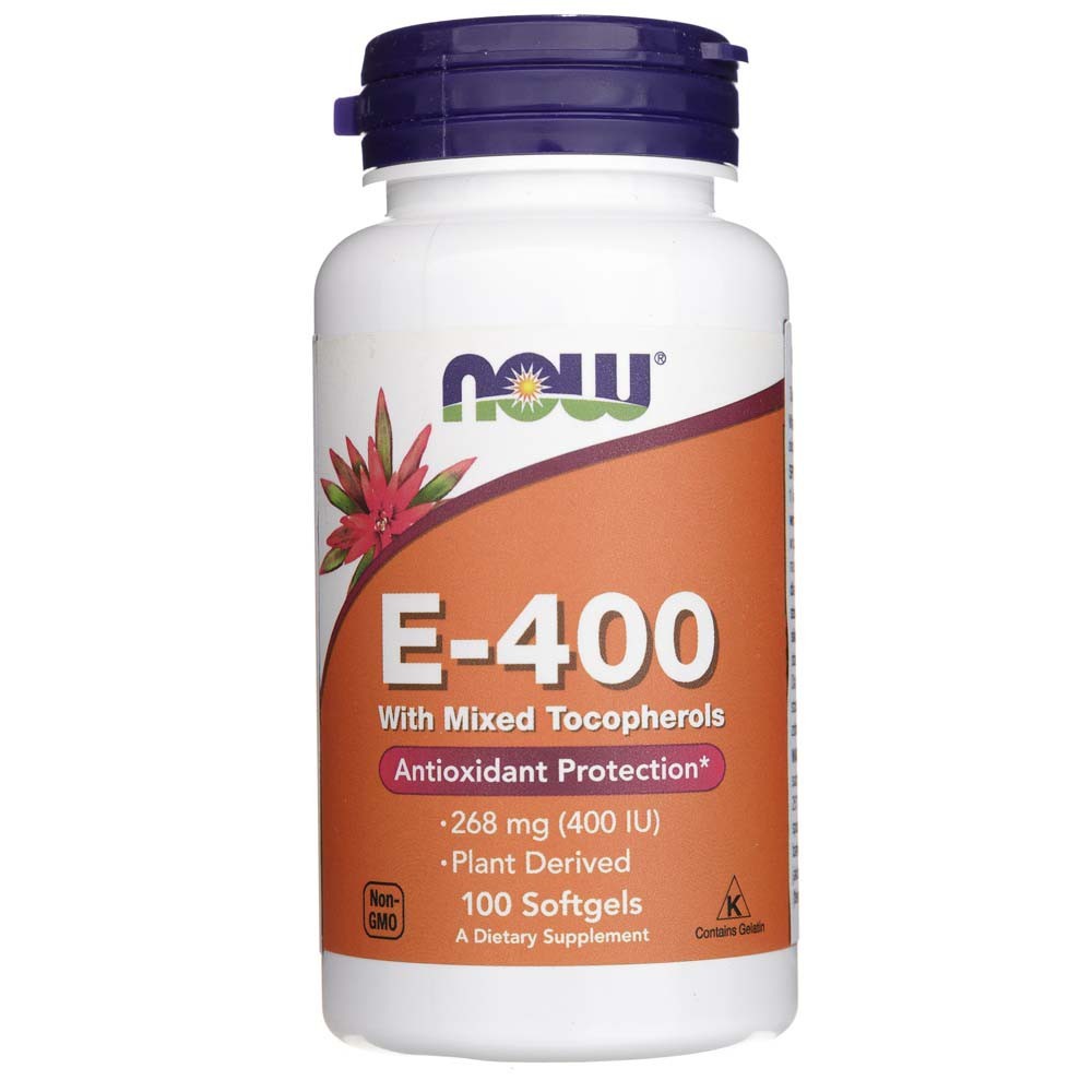 Now Foods vitaminas E-400 su sumaišytais tokoferoliais - 100 kapsulių