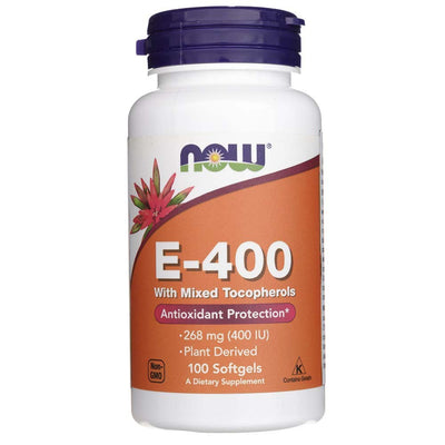 Now Foods vitaminas E-400 su sumaišytais tokoferoliais - 100 kapsulių