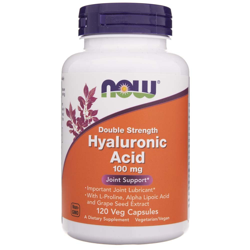 Now Foods hialurono rūgštis, dvigubo stiprumo 100 mg - 120 kapsulių