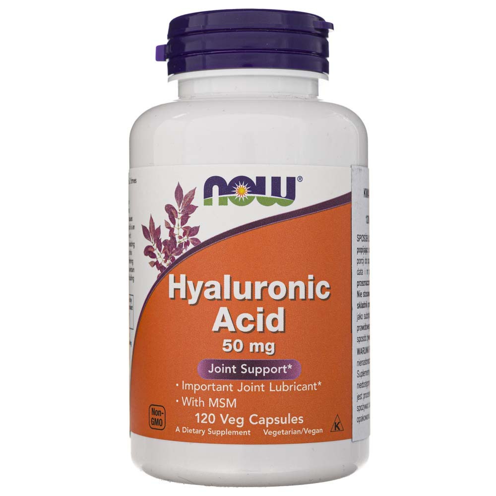 Now Foods hialurono rūgštis su MSM 50 mg - 120 kapsulių