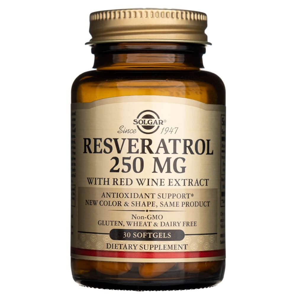 Solgar Resveratrol 250 mg su raudonojo vyno ekstraktu - 30 kapsulių