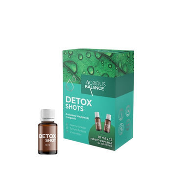ACORUS BALANCE DETOX SHOTS, Kepenims/žarnynui, 12 buteliukų kaina