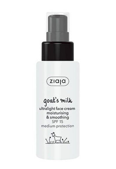 Goat's milk ultra-light moisturizing and smoothing face cream SPF15, 50 ml