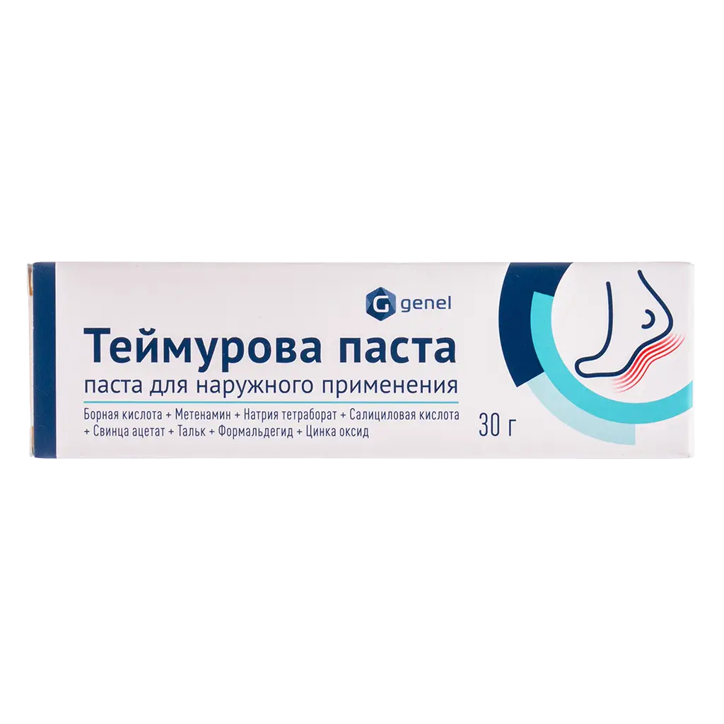 Teimurovo pasta 30 g – antiseptinė pasta pėdų prakaitavimui ir nemaloniam kvapui