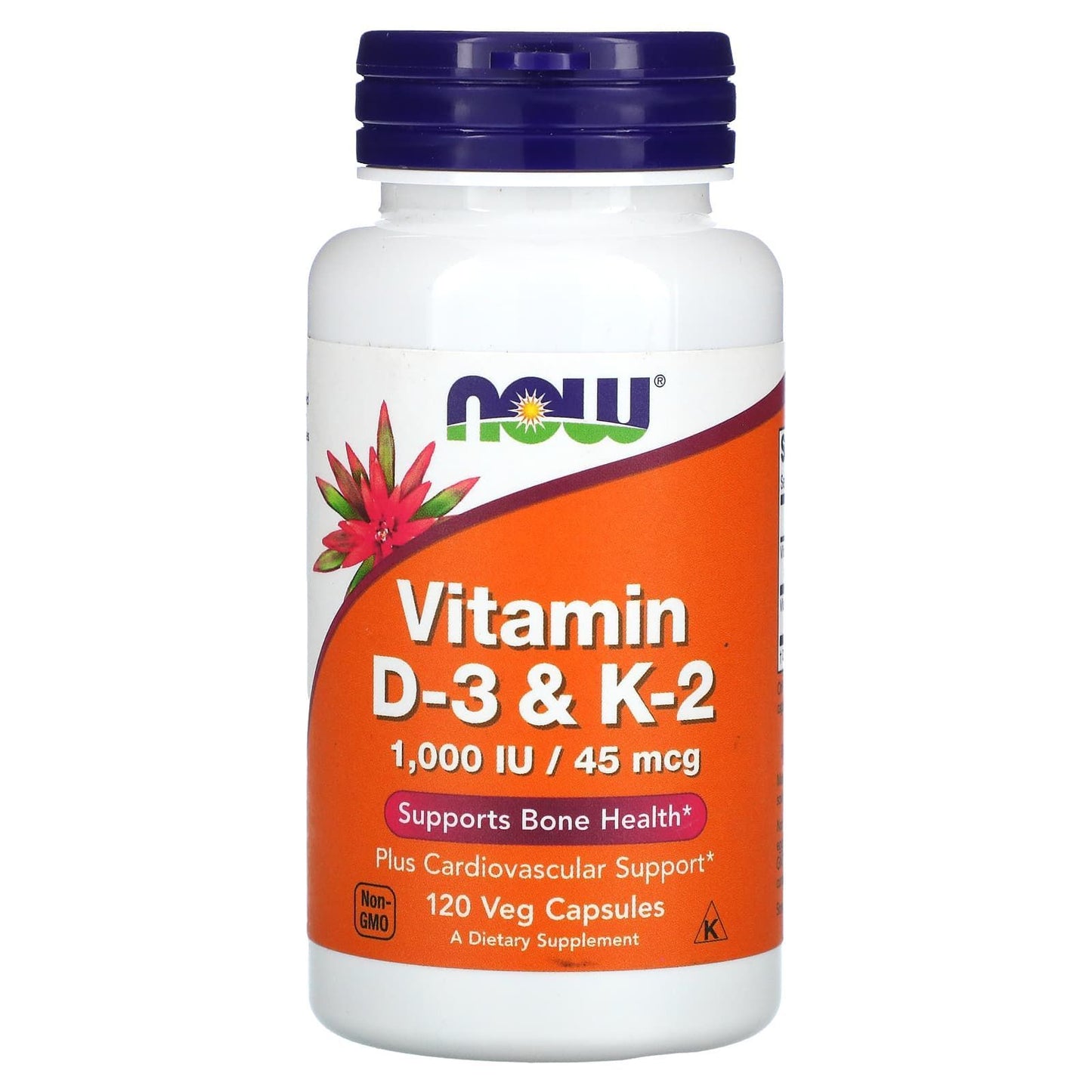NOW Vitaminas D3 & K2, 120kapsulių