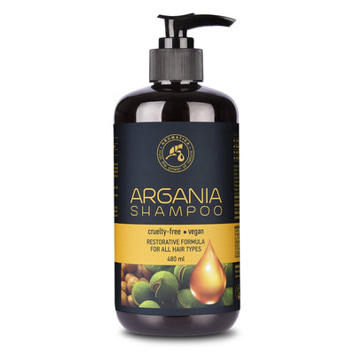 Natural argan oil and herbal extract restorative shampoo for all hair types, 480 ml