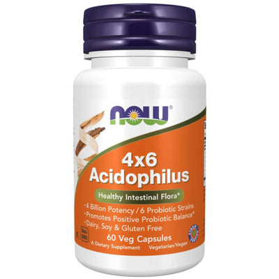 NOW Acidophilus 4x6 Probiotics, 60 capsules 