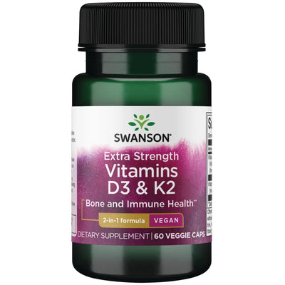 Swanson Vitamin D3 with K2, 60 capsules