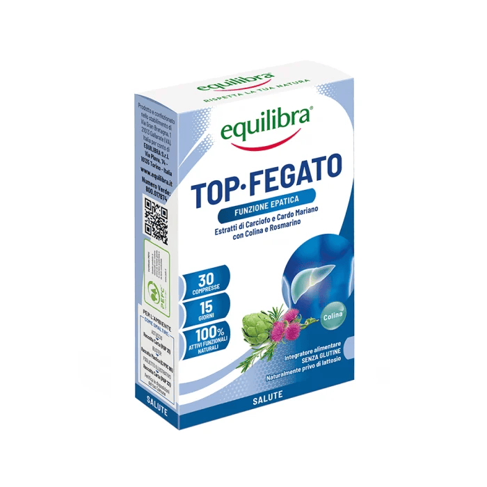 Equilibra Top Fegato kepenų funkcijai – artišoko ir margainio ekstraktai su cholinu, 30 tablečių