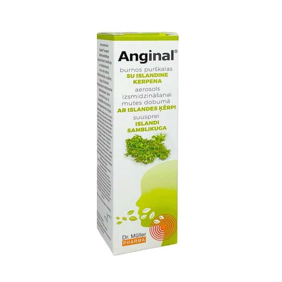 Anginal 30 ml gerklės purškalas su ISLANDINE KERPENA, Maisto papildas