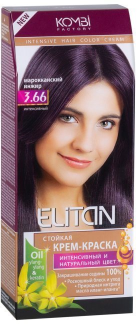 ELITAN Permanent Hair Color Cream Kremas-dazai plaukams 3.66 Maroko figa, 50/50/30 ml kaina