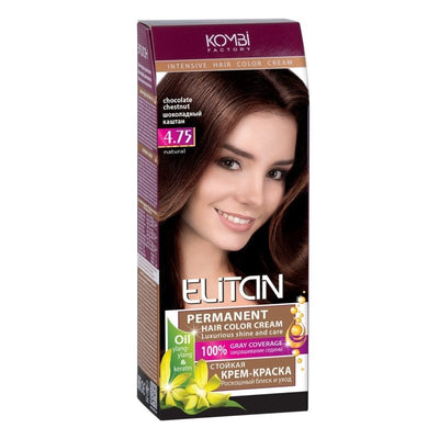 ELITAN Permanent Hair Color Cream Kremas-dazai plaukams 4.75 Sokoladinis kastonas, 50/50/30 ml kaina