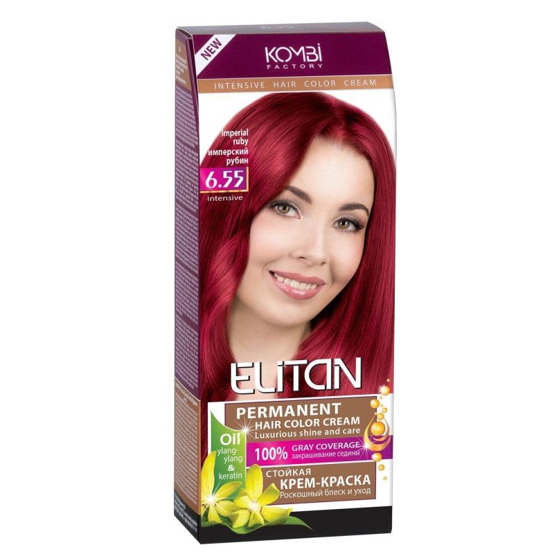 ELITAN Permanent Hair Color Cream Kremas-dazai plaukams 6.55 Imperatoriskasis rubinas, 50/50/30 ml kaina