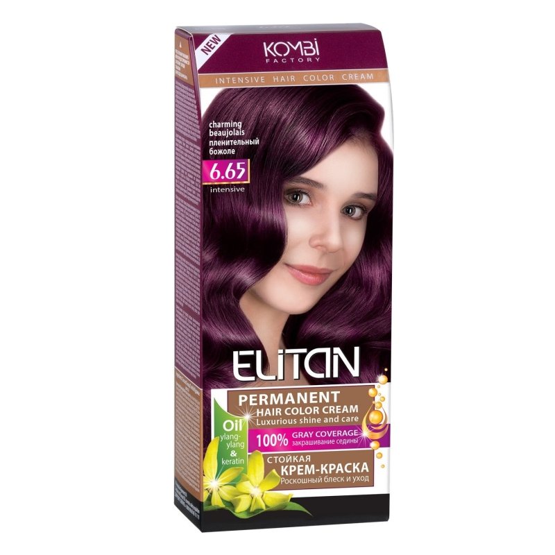 ELITAN Permanent Hair Color Cream Kremas-dazai plaukams 6.65 Zavi bozole, 50/50/30 ml kaina