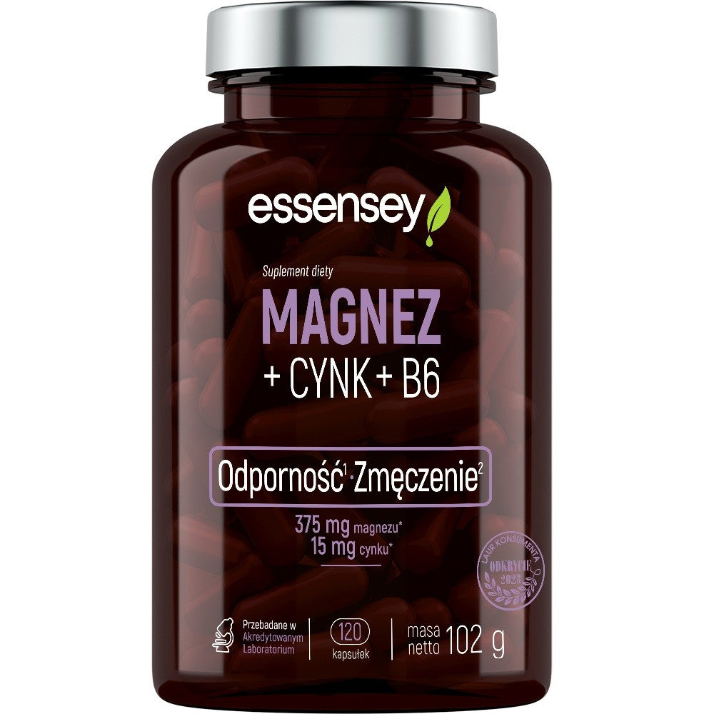 Essensey Magnesium + Cinkas + B6 - 120 kapsulių