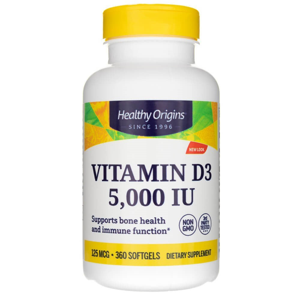 „Healthy Origins“ vitaminas D3 5000 TV – 360 kapsulių