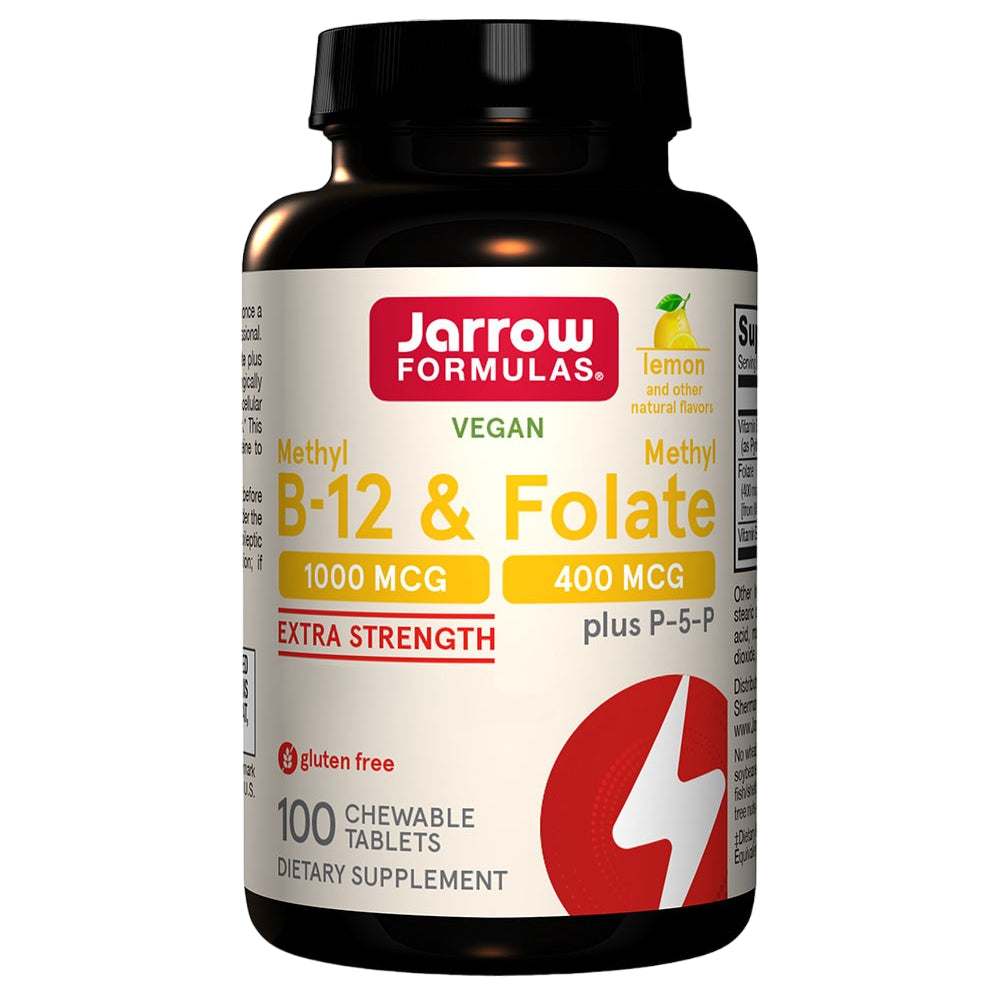 Jarrow Formulas vitaminas B12 1000 mcg + folio rūgštis 400 mcg - 100 kramtomųjų tablečių