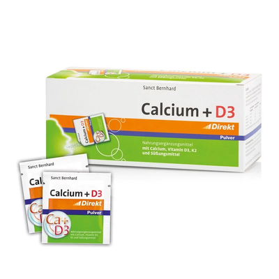Sanct Bernhard Calcium + D3 Direkt milteliai su vitaminu K2 ir C, 60 pakelių