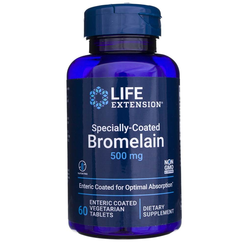 Specialiai padengtas bromelainas, prailginantis gyvenimą, 500 mg – 60 tablečių