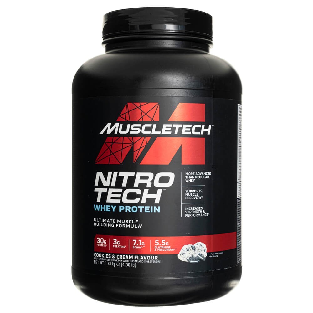 MuscleTech Nitro Tech Protein su sausainių ir grietinėlės skoniu - 1810 g