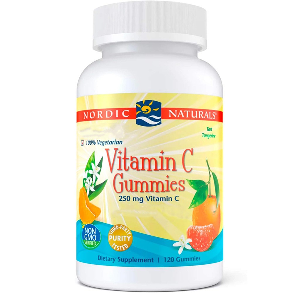 Nordic Naturals Vitaminas C 250 mg vaikams, mandarinas - 120 gelių