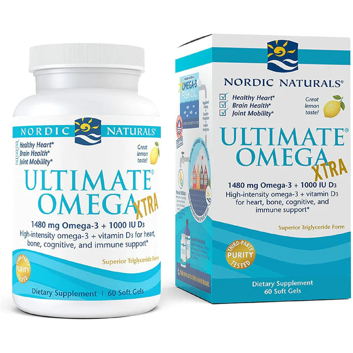 Nordic Naturals Ultimate Omega Xtra + D3 citrina - 60 kapsulių