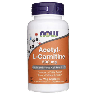 Now Foods Acetil-L-karnitinas 500 mg – 50  kapsulių