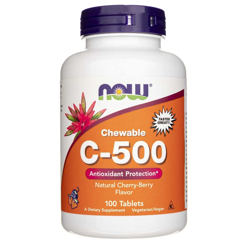 Now Foods Vitamin C-500 Cherry Chewable – 100 tablečių