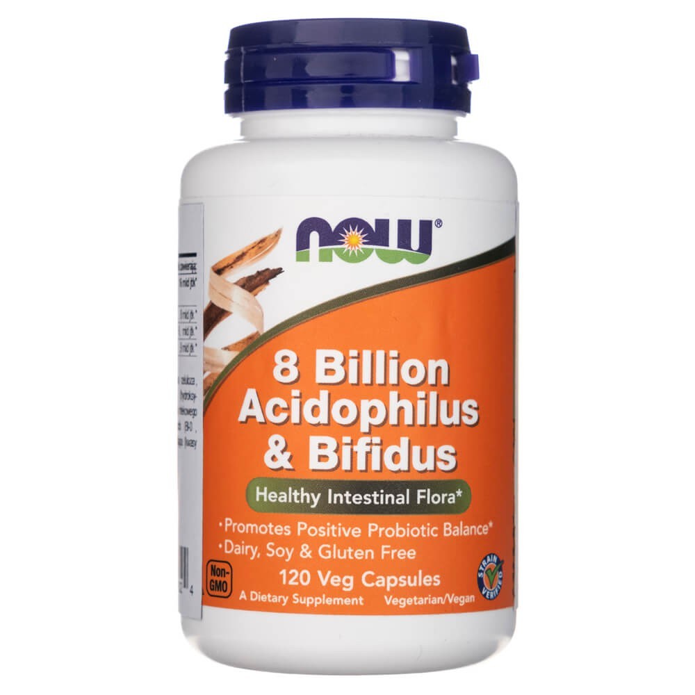 Now Foods Acidophilus & Bifidus 8 milijardai KSV – 120 kapsulių