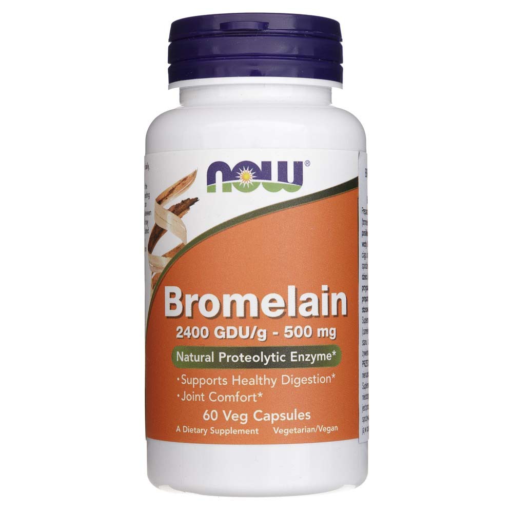 Now Foods bromelainas 2400 GDU/g 500 mg – 60  kapsulių