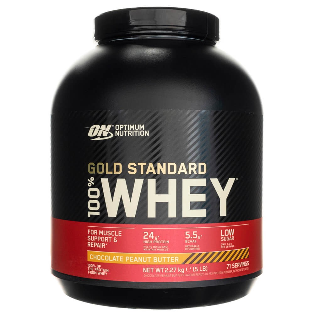 Optimum Nutrition Gold Standard 100% išrūgų baltymai, šokoladinis žemės riešutų sviestas - 2270 g