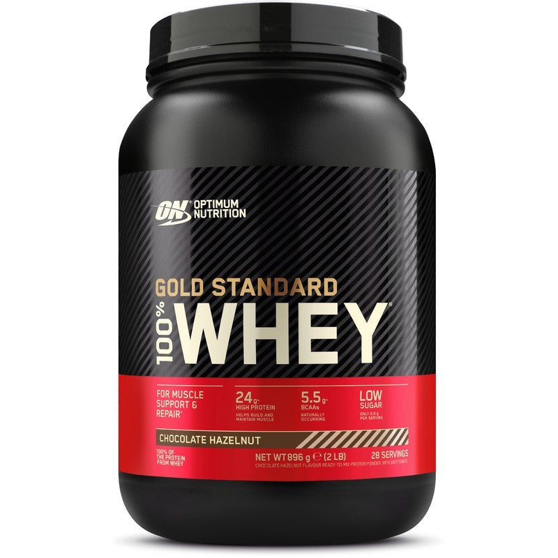 Optimum Nutrition Gold Standard 100% išrūgų baltymai, šokoladiniai lazdyno riešutai - 896 g