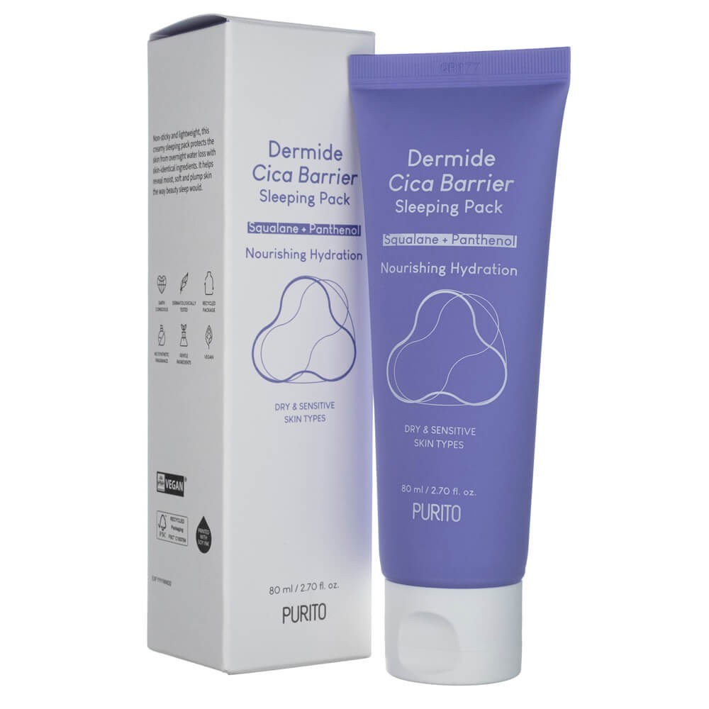 Purito Dermide Cica Barrier regeneruojantis naktinis kremas - 80 ml