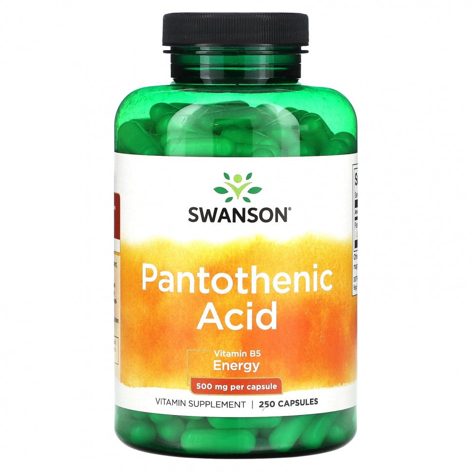 Swanson pantoteno rūgštis (pantoteno rūgštis) 500 mg - 250 kapsulių