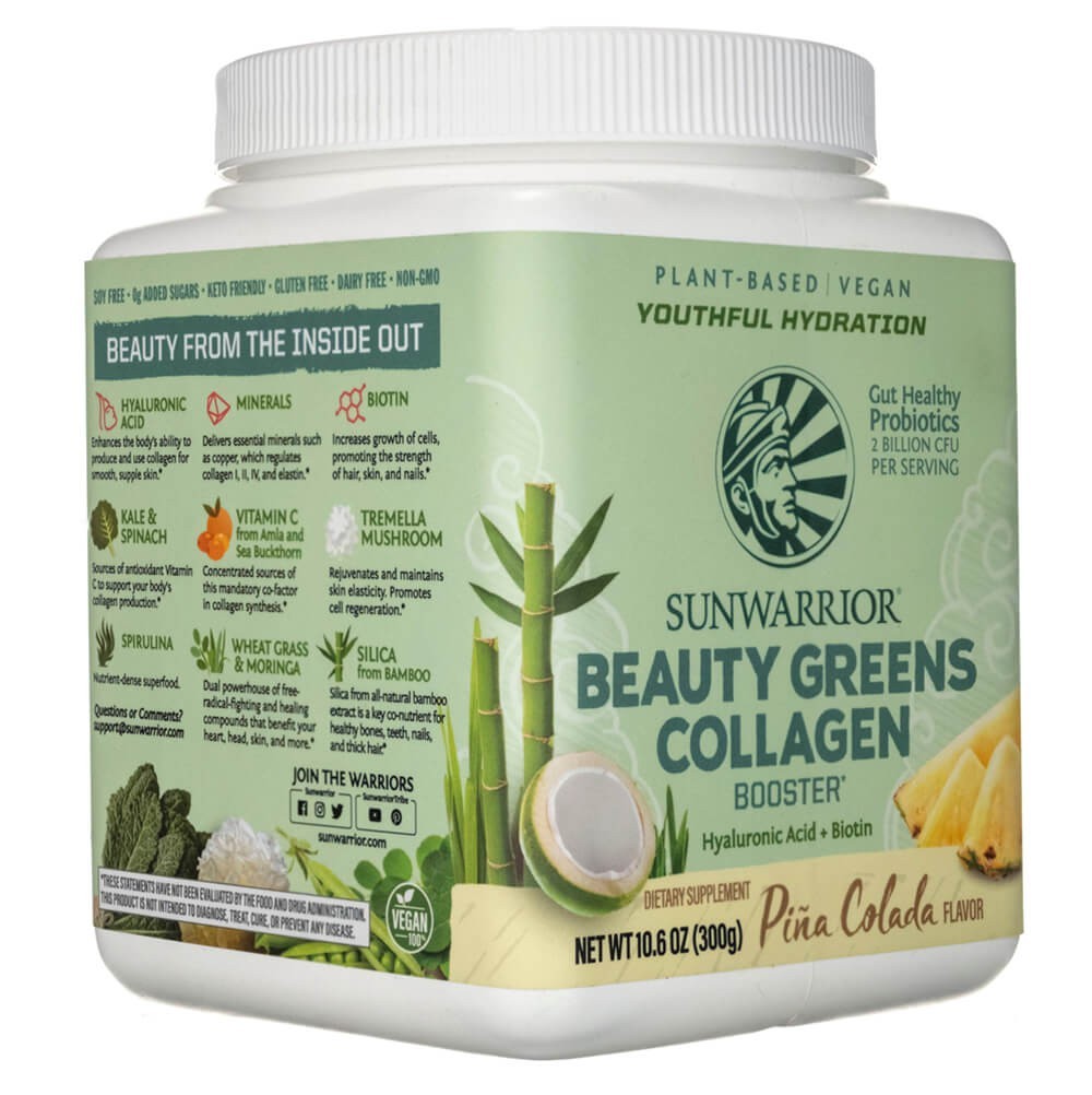 Sunwarrior Beauty Greens kolageno stiprintuvas Pina Colada - 450 g