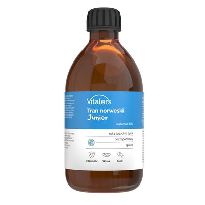 Vitaler's Junior Omega-3 Norvegijos menkių kepenų aliejus 1200 mg - 250 ml