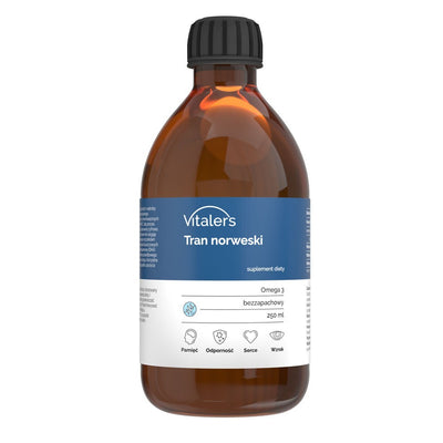 Vitaler's Omega-3 Norvegijos menkių kepenų aliejus, bekvapis skonis 1200 mg - 250 ml