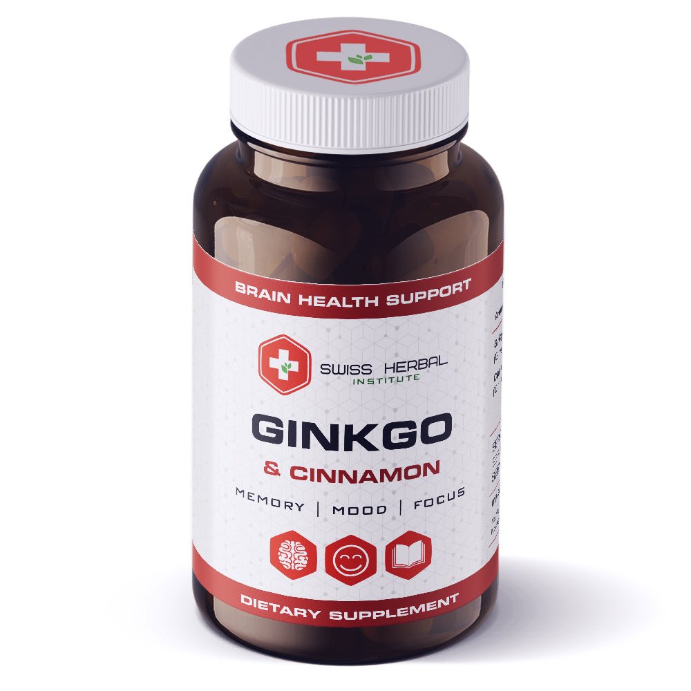 Atminčiai GINKGO + CINAMONAS Swiss Herbal 60 kaina