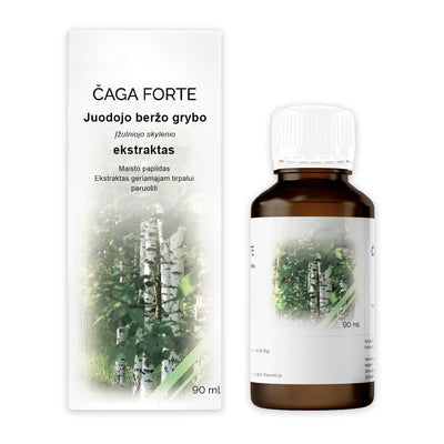 ČAGA FORTE juodojo beržo grybo (įžulniojo skylenio) ekstraktas 1:1, 90 ml kaina