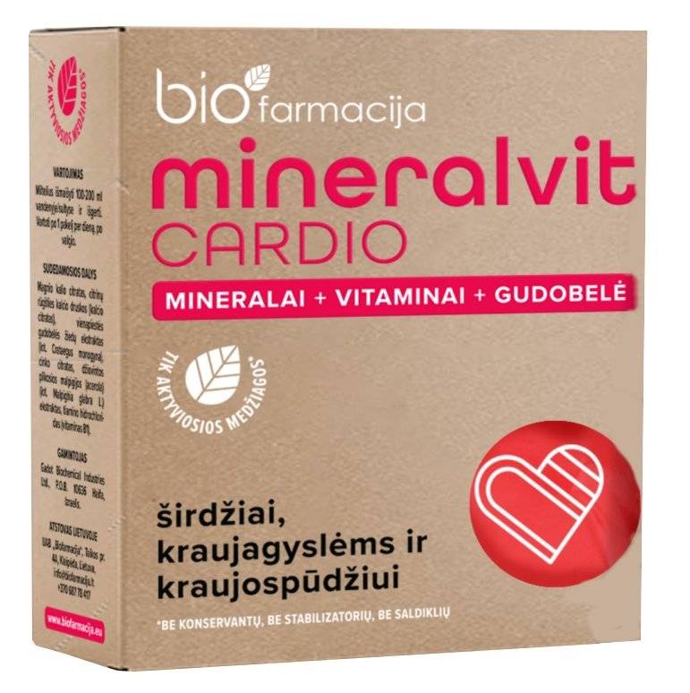 mineralvit CARDIO MAISTO PAPILDAS, MILTELIAI, 20 pakelių kaina